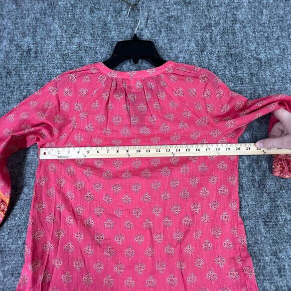 J.Jill Shirt Womens Extra Small Red Pearl Festival Boho Cottage Peasant Blouse - Picture 8 of 10